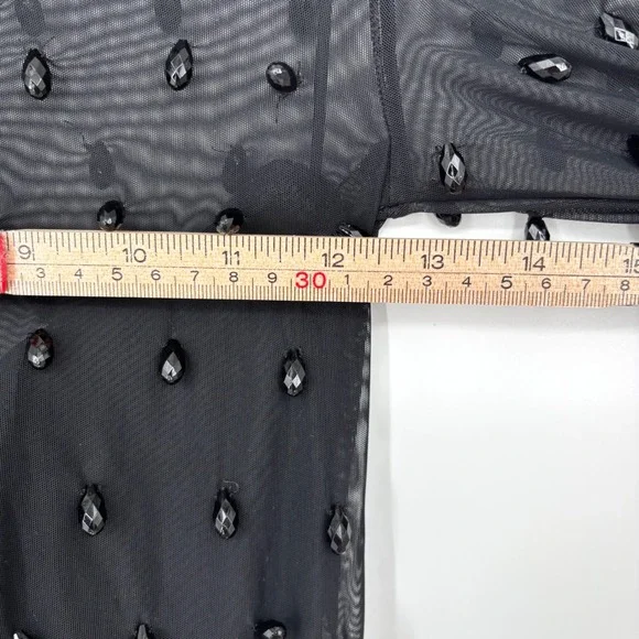 H&M Studio 2023 Beaded Mesh Mini Dress Long Sleeve Party Cocktail Mock Neck - Picture 10 of 14